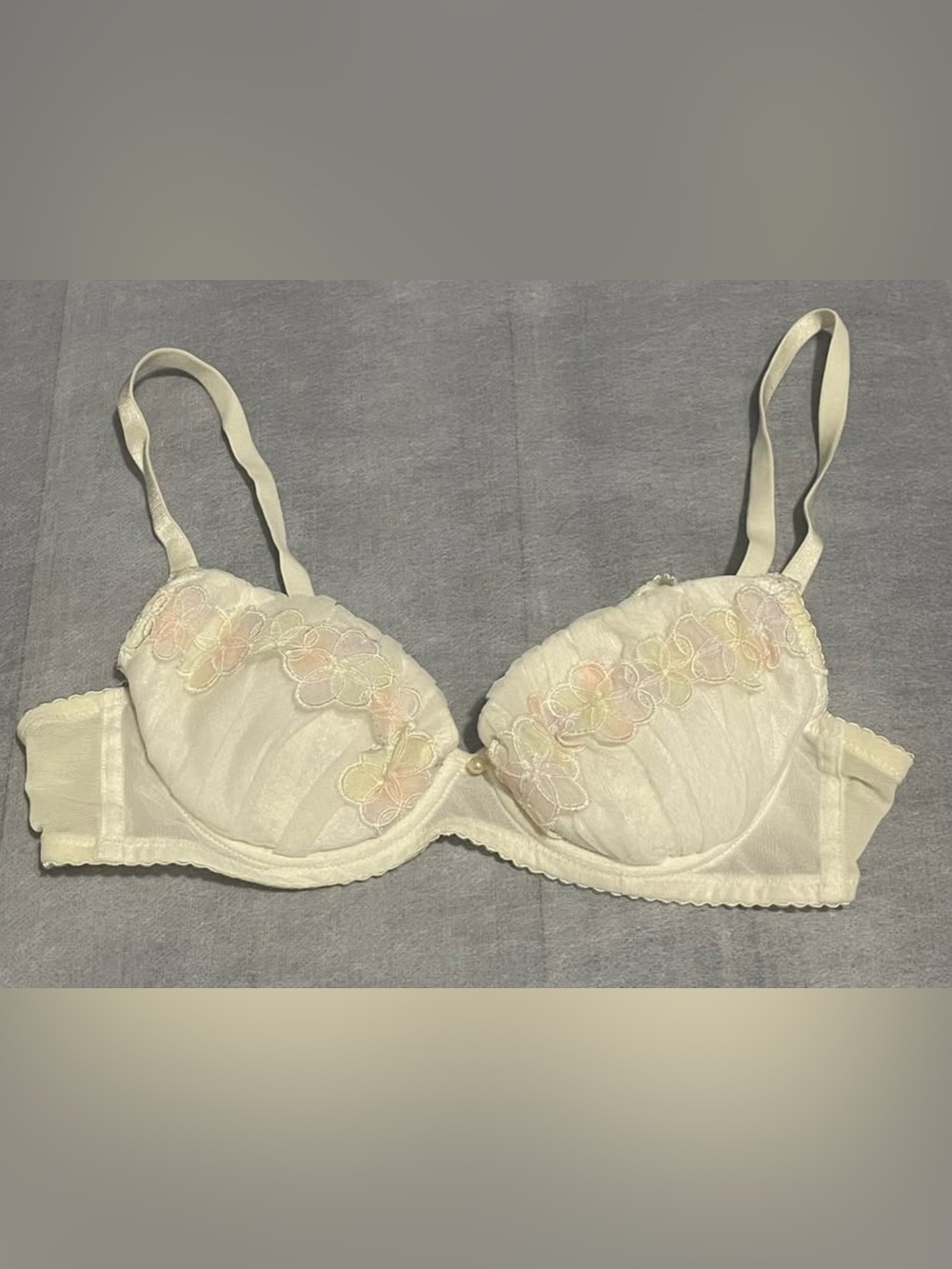 Japanese Mermaid Cream Embroidered Bra